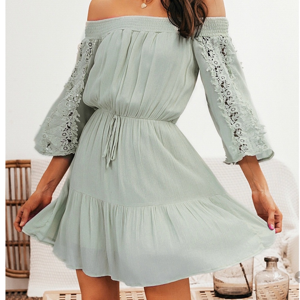Mint Green Off-Shoulder Dress